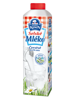 Čerstvé mléko plnotučné Kunín 3,5%