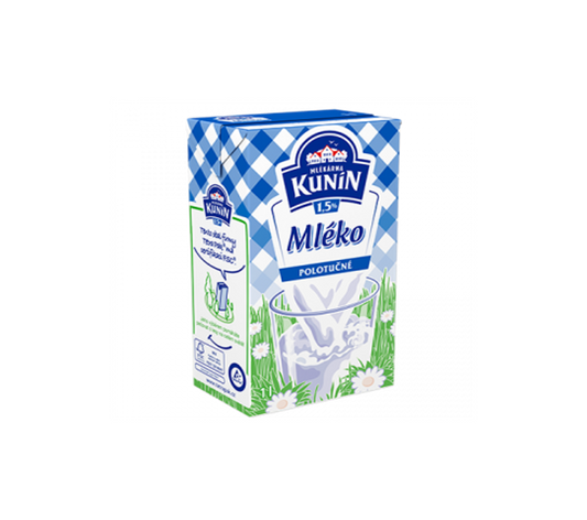 Trvanlivé mléko polotučné Kunín 12 x 1,5%